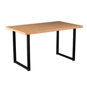 Holly & Martin Brayland Rectangular Fixed Leaf Standard Table with Natural Composite and Black Metal Base