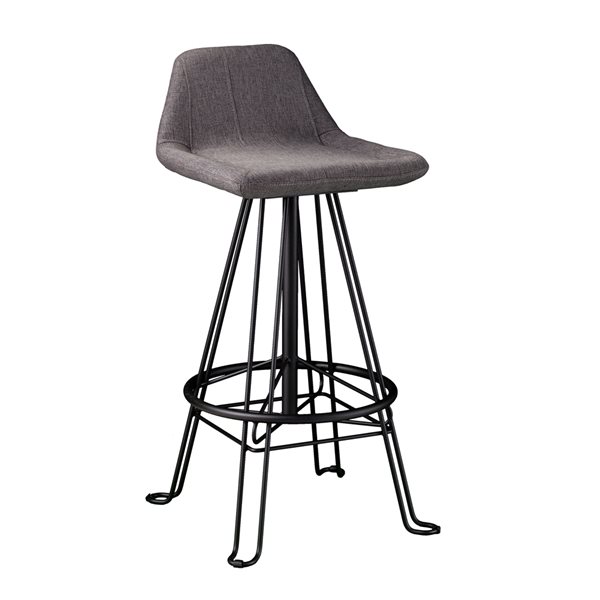 Southern Enterprises Osguis Black/Grey Tall Upholstered Bar Stool