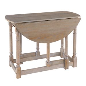 Southern Enterprises Haicy Round Extending Drop Leaf Standard Table with Burnt Oak Veneer and Burnt Oak Composite Base