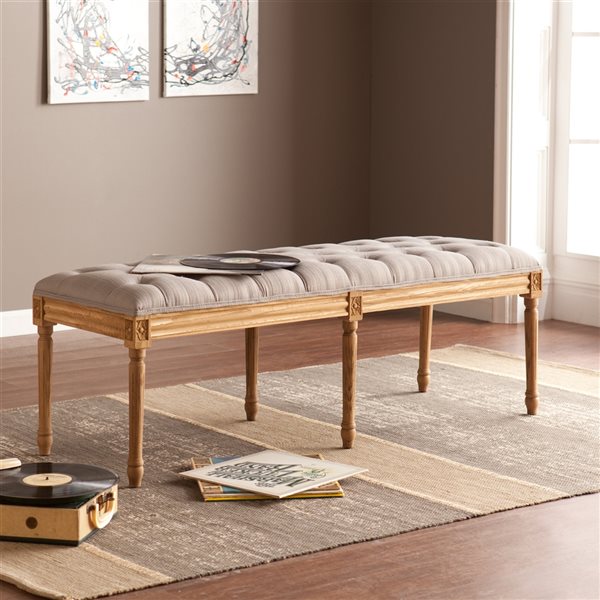 Southern Enterprises Penbrook Country Accent Bench with Aged Grey Frame and Grey Top