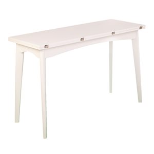 Southern Enterprises Bridgti Rectangular Extending Leaf Standard Table with White Wood Veneer and White Wood Base