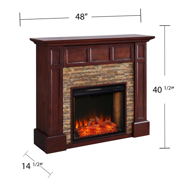 Southern Enterprises Oaknio 48-in Whiskey-Maple Voice-Enabled Electric Fireplace