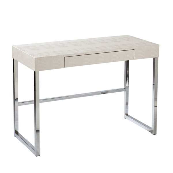 Southern Enterprises Vallock 42.25-in Casual Writing Desk with Cream Textured Reptile Finish