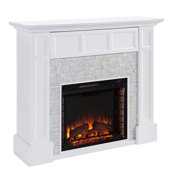 Southern Enterprises Brinelise 48-in White Electric Fireplace with Media Storage