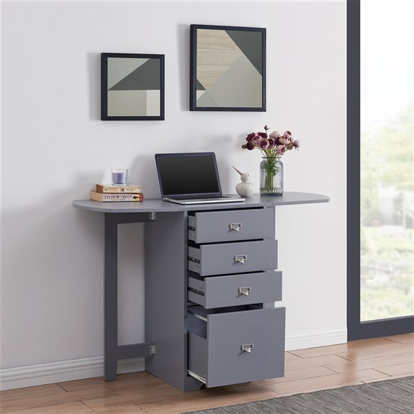 Homcom - Caisson de bureau rangement bureau sur roulettes 3 tiroirs  verrouillables 2 clés fournies panneaux gris blanc