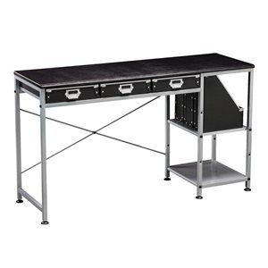 Southern Enterprises Jado 47.5-in Black Industrial Writing Desk with 2-Shelf