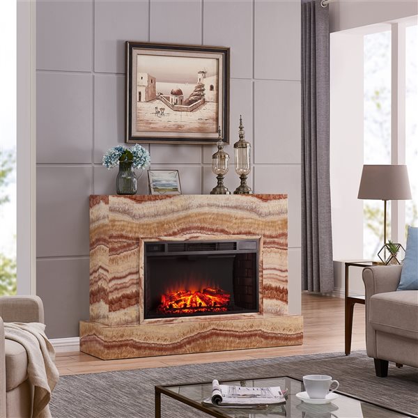 Southern Enterprises Temarly 57-in Sandstone Electric Fireplace