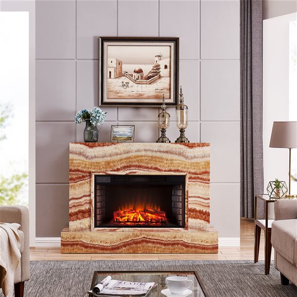 Southern Enterprises Temarly 57-in Sandstone Electric Fireplace