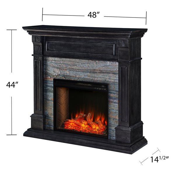 Southern Enterprises Askia 48-in Smoked-Ash Voice-Enabled Electric Fireplace