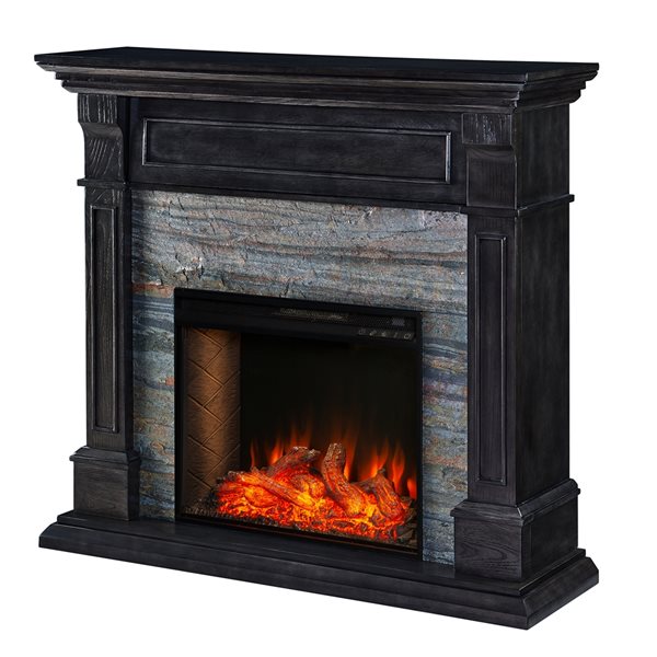 Southern Enterprises Askia 48-in Smoked-Ash Voice-Enabled Electric Fireplace