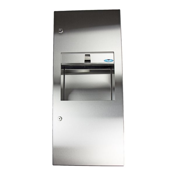Frost Brushed Stainless Steel Roll Pull Recessed Paper Towel Dispenser with Waste Receptacle