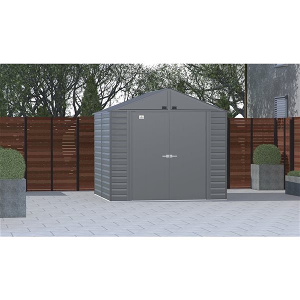 Remise de jardin en acier galvanisé gris anthracite Select par Arrow de 8 pi x 8 pi