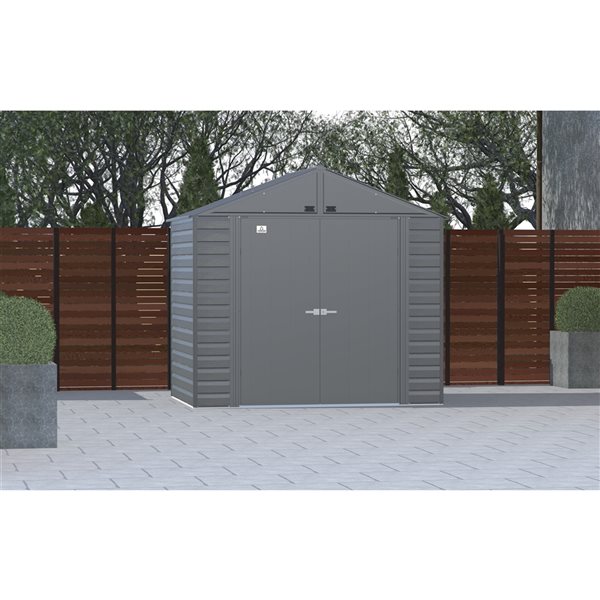 Remise de jardin en acier galvanisé gris anthracite Select par Arrow de 8 pi x 6 pi