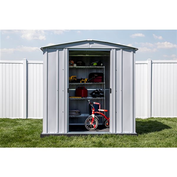 Arrow Classic 6-ft x 5-ft Grey Galvanized Steel Storage Garden Shed