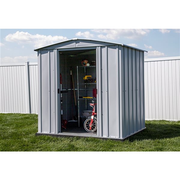 Arrow Classic 6-ft x 5-ft Grey Galvanized Steel Storage Garden Shed