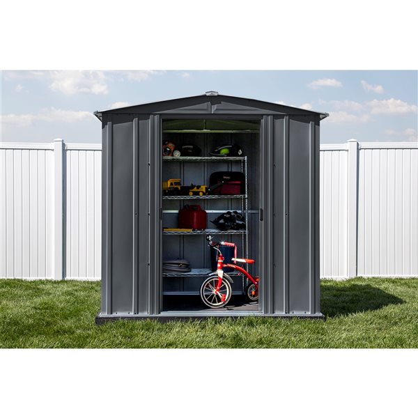 Arrow Classic 6-ft x 5-ft Charcoal Grey Galvanized Steel Storage Garden Shed