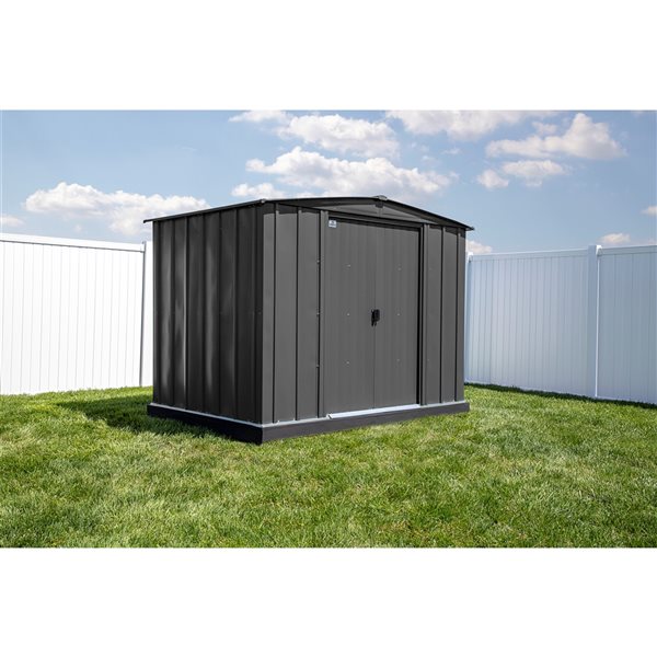 Arrow Classic 8-ft x 6-ft Charcoal Grey Galvanized Steel Storage Garden Shed