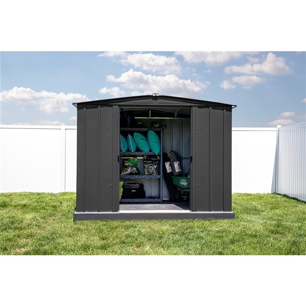 Arrow Classic 8-ft x 6-ft Charcoal Grey Galvanized Steel Storage Garden Shed