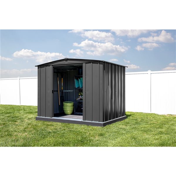 Arrow Classic 8-ft x 6-ft Charcoal Grey Galvanized Steel Storage Garden Shed