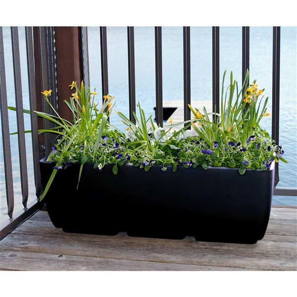 RTS Home Accents 36-in x 15-in Rectangular Planter - Black 560300100A8081