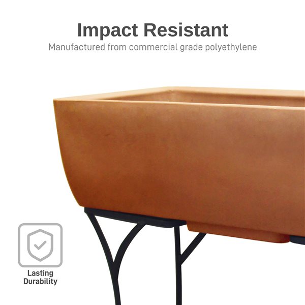 RTS Home Accents 30-in x 10-in Rectangular Planter with Stand - Terra Cotta