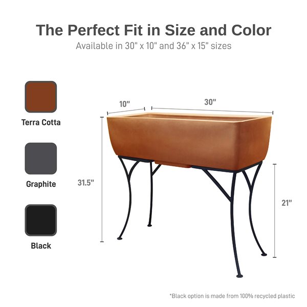RTS Home Accents 30-in x 10-in Rectangular Planter with Stand - Terra Cotta