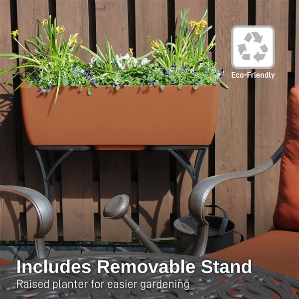 RTS Home Accents 30-in x 10-in Rectangular Planter with Stand - Terra Cotta