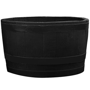 RTS Home Accents Polyethylene Whiskey Barrel Planter - Black