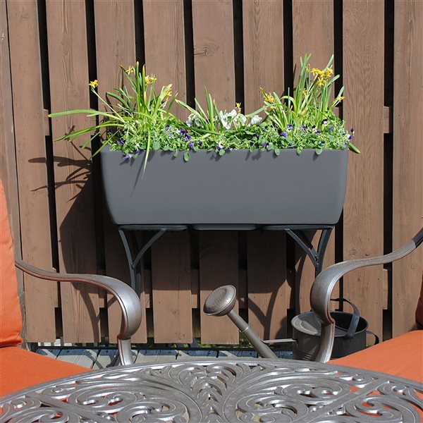 RTS Home Accents 30-in x 10-in Rectangular Planter - Graphite