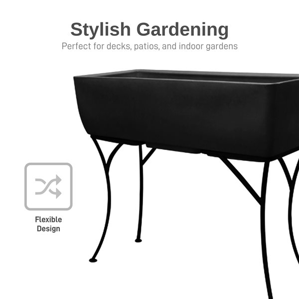 RTS Home Accents 30-in x 10-in Rectangular Planter with Stand - Black