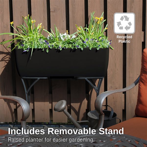 RTS Home Accents 30-in x 10-in Rectangular Planter with Stand - Black