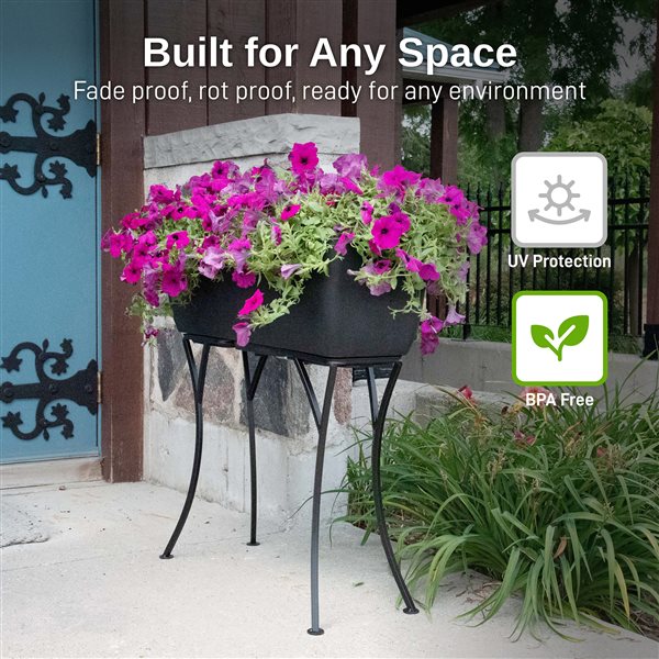 RTS Home Accents 30-in x 10-in Rectangular Planter with Stand - Black