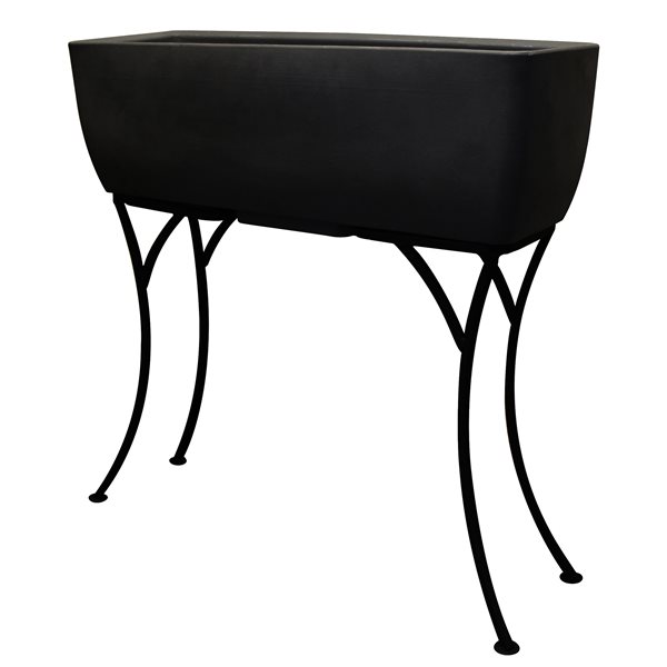 RTS Home Accents 30-in x 10-in Rectangular Planter with Stand - Black