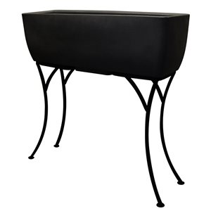 RTS Home Accents 30-in x 10-in Rectangular Planter with Stand - Black