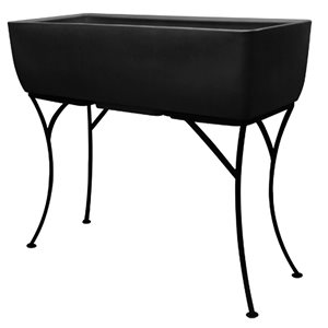 RTS Home Accents 36-in x 15-in Rectangular Planter with Stand - Black