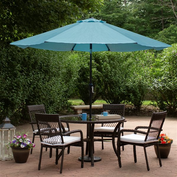Northlight 9-ft Octagonal Blue Market Patio Umbrella with Crank Mechanism
