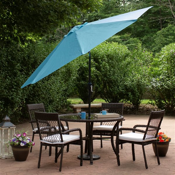 Northlight 9-ft Octagonal Blue Market Patio Umbrella with Crank Mechanism