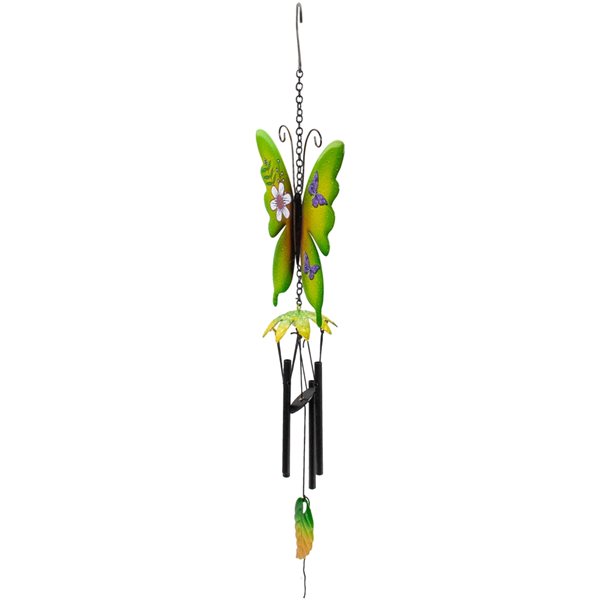 Northlight 15.75-in Green Metal Butterfly Wind Chime