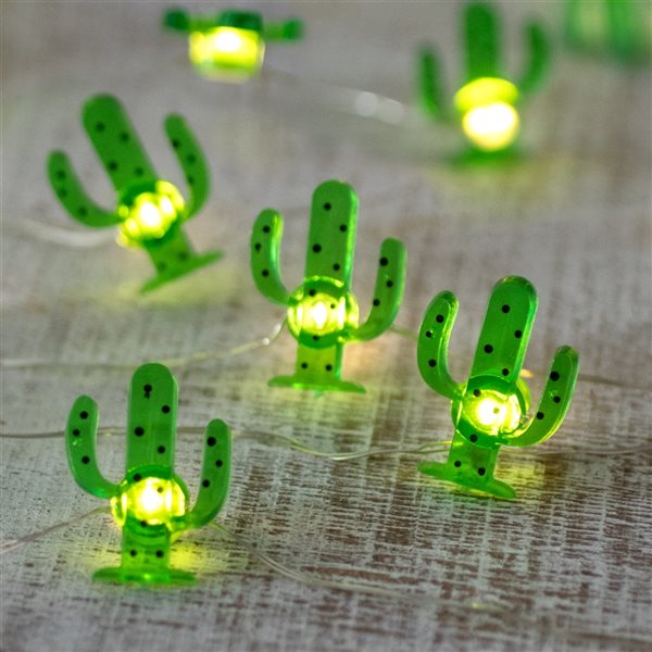 NorthLight 2.75-ft 10-Light Battery-Operated Green Cactus LED String Lights