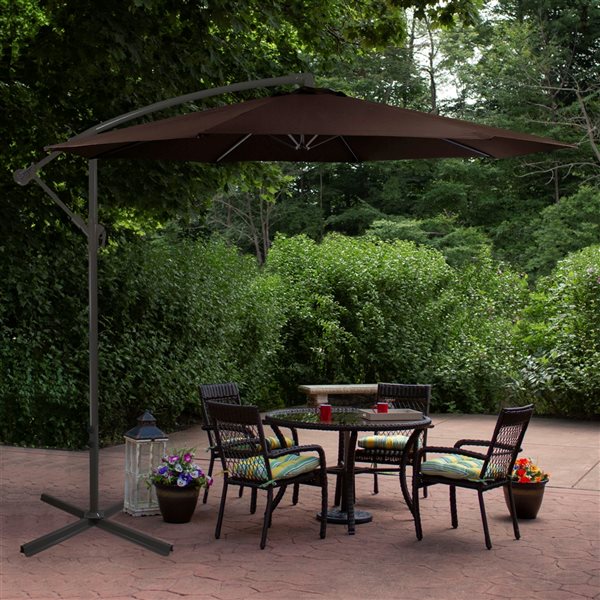 Northlight 10-ft Octagonal Brown Offset Patio Umbrella with Crank Mechanism