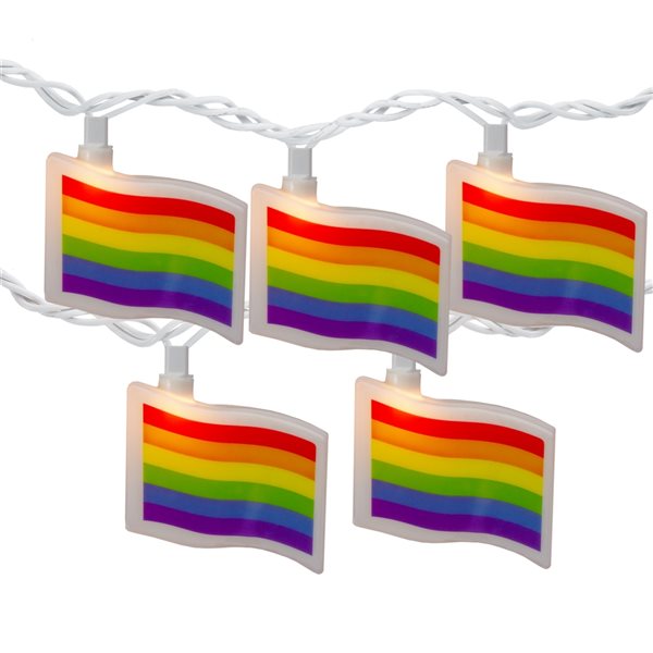 NorthLight 7.5ft 10Light Plugin Pride Flag Incandescent String