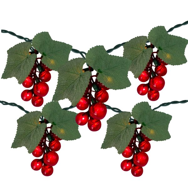 NorthLight 6-ft 5-Light Plug-in Red Grapes Incandescent String Lights