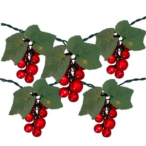 NorthLight 6-ft 5-Light Plug-in Red Grapes Incandescent String Lights