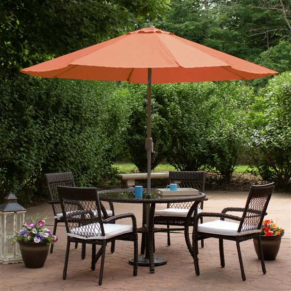 Northlight 9-ft Octagonal Orange Offset Patio Umbrella with Crank Mechanism