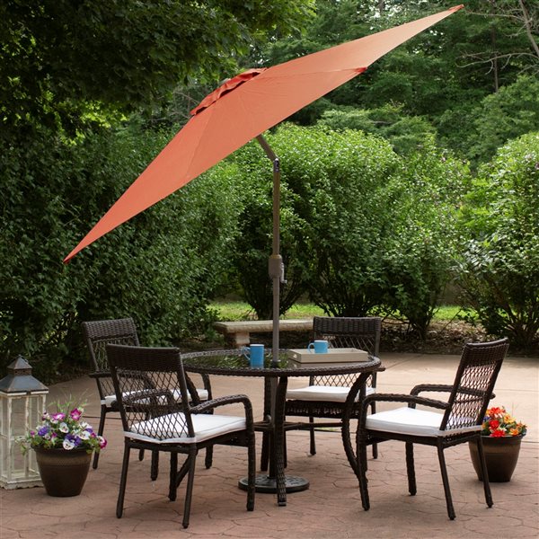 Northlight 9-ft Octagonal Orange Offset Patio Umbrella with Crank Mechanism