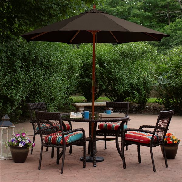 Northlight 9-ft Octagonal Brown Market Patio Umbrella with No-tilt Mechanism