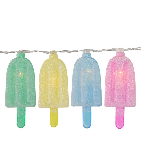 NorthLight 4.5-ft 10-Light Battery-Operated Pastel Ice Pop-Shaped LED String Lights