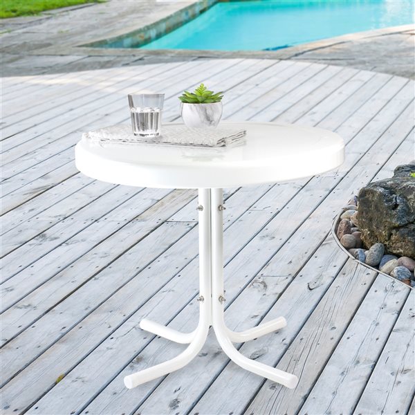 Northlight Round Outdoor White Retro Tulip Coffee Table 22-in W x 22-in L