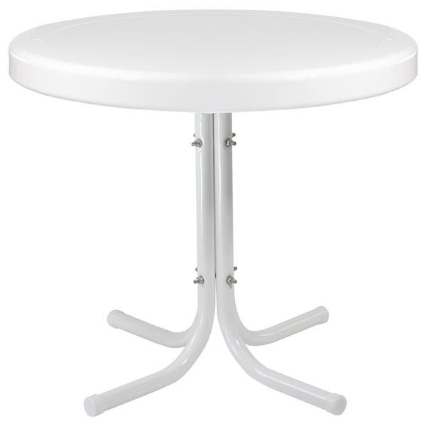 Northlight Round Outdoor White Retro Tulip Coffee Table 22-in W x 22-in L