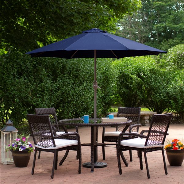 Northlight 7.5-ft Hexagonal Blue Market Patio Umbrella with Crank Mechanism